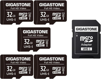 32GB Micro SD Card 5-Pack, Full HD Video, Surveillance Security Cam Action Camera Drone, 90Mb/S Micro SDHC UHS-I U1 C10 Class 10